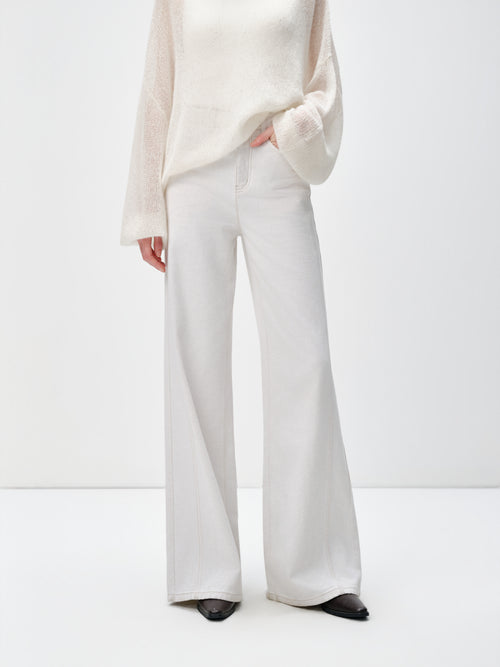 Load image 1 in gallery view. Cotton-Linen Wide Leg Trousers