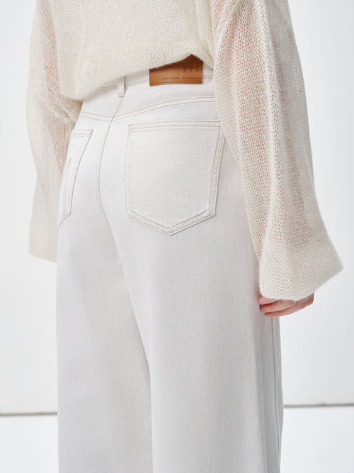Load image 1 in gallery view. Cotton-Linen Wide Leg Trousers