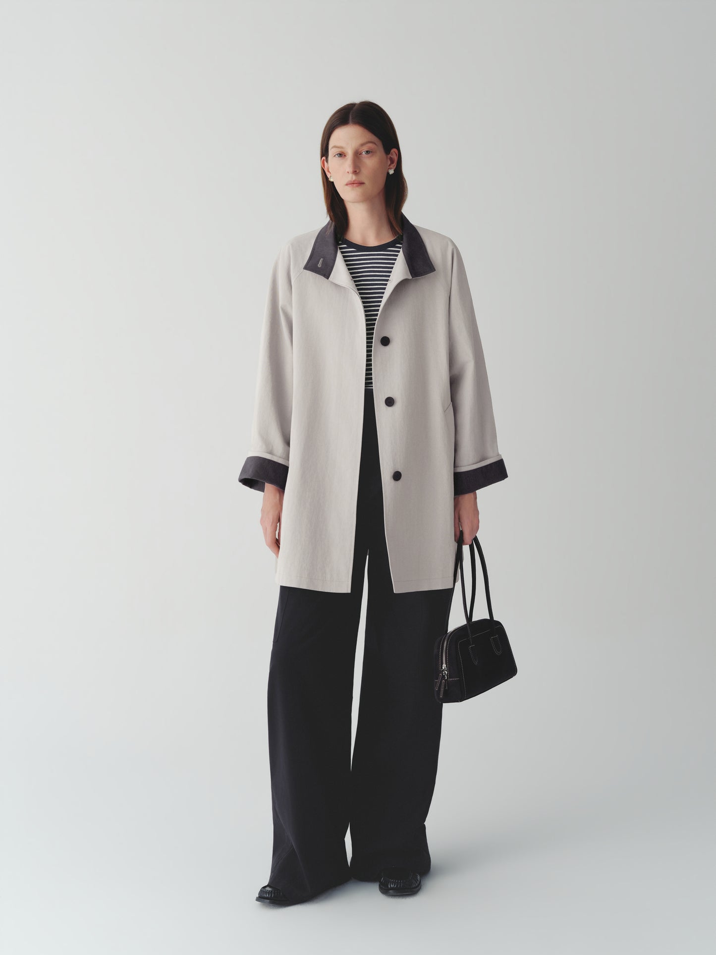 Cotton-Nylon Stand Collar Coat