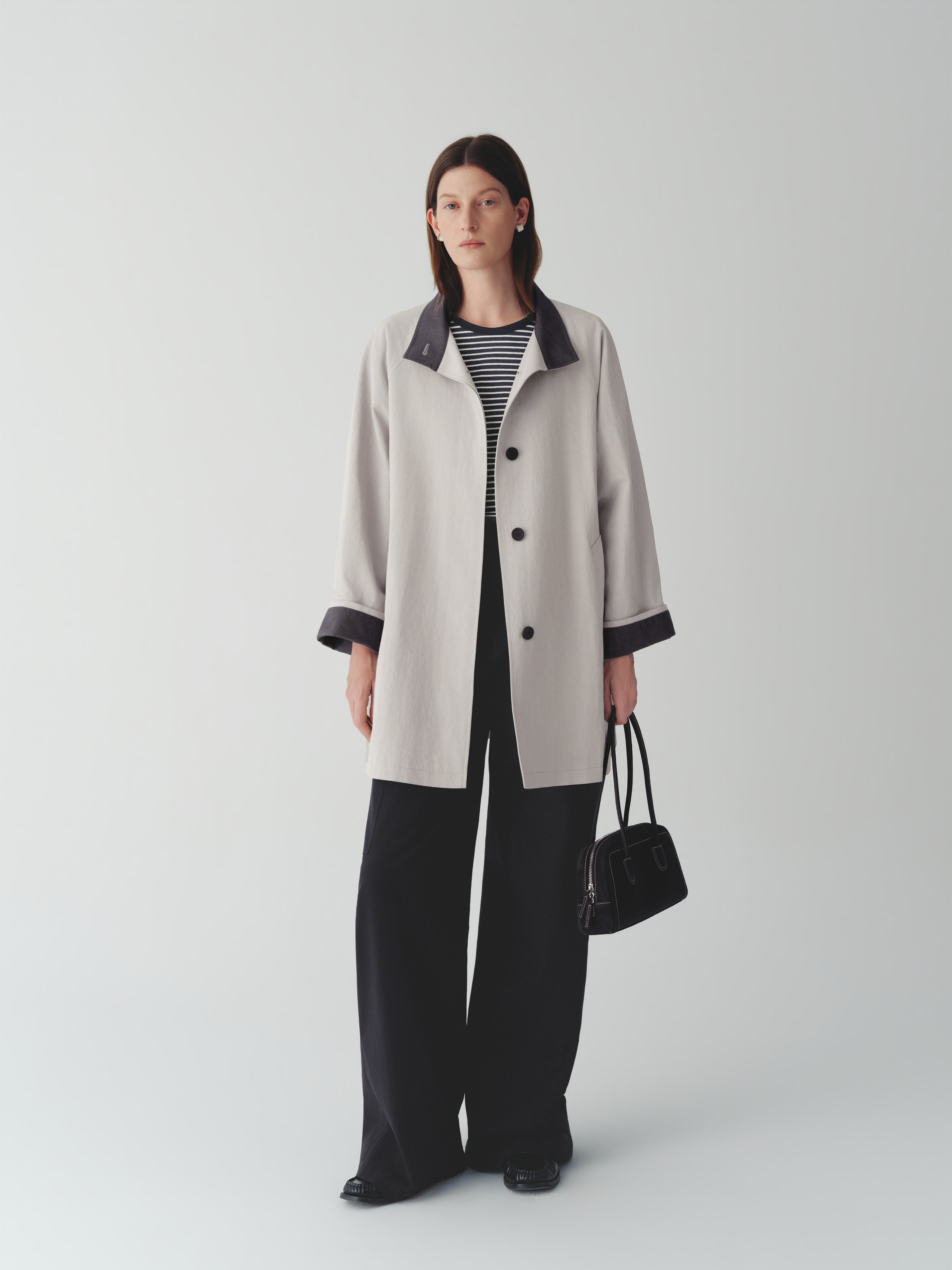 Cotton-Nylon Stand Collar Coat