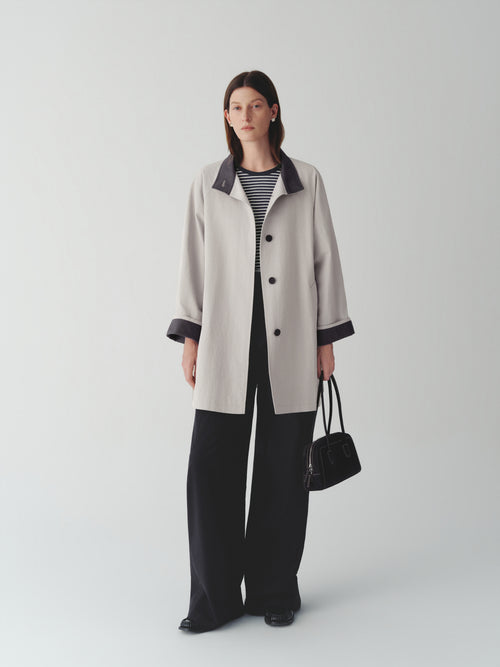 Load image 1 in gallery view. Cotton-Nylon Stand Collar Coat