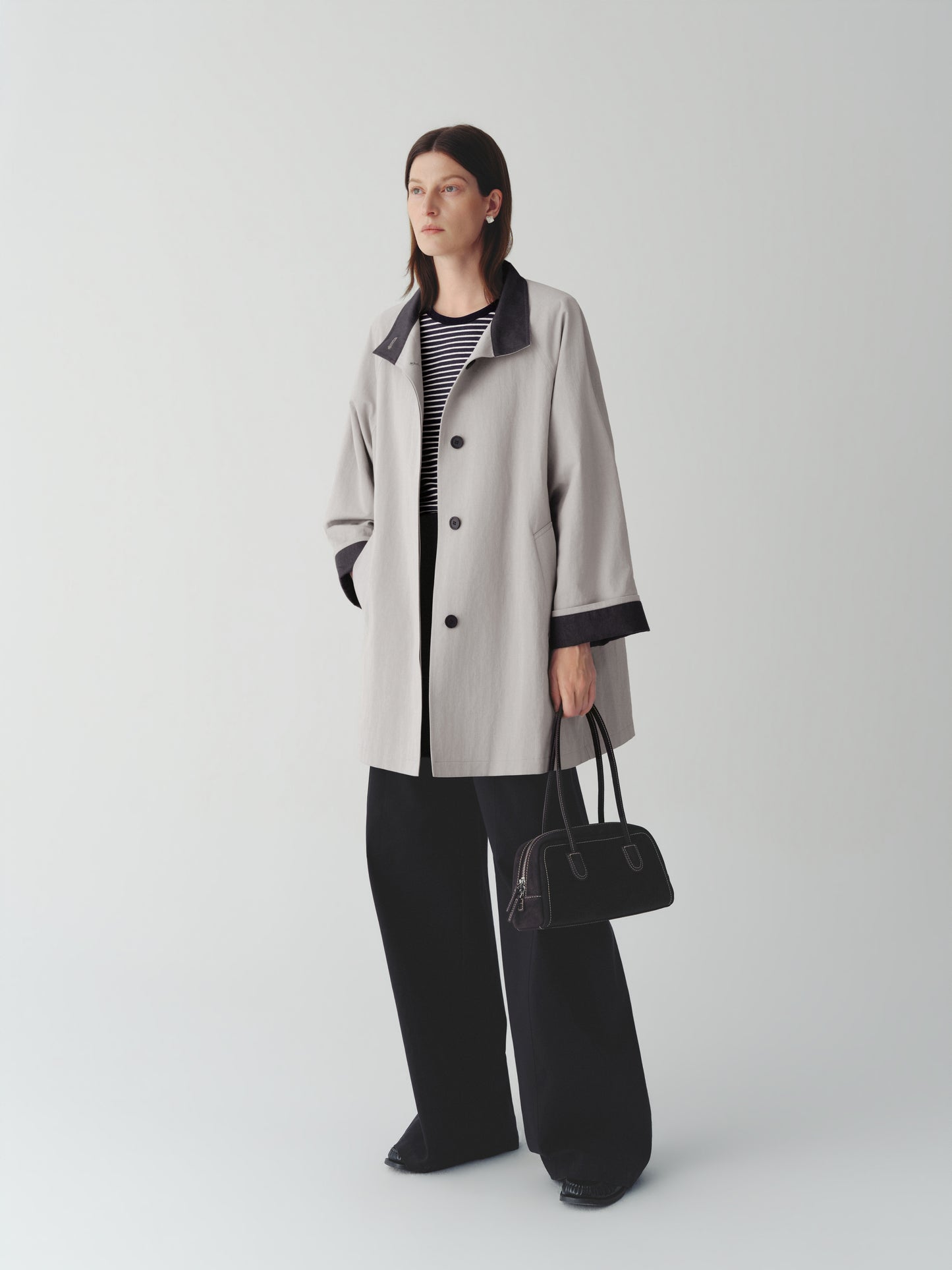 Cotton-Nylon Stand Collar Coat