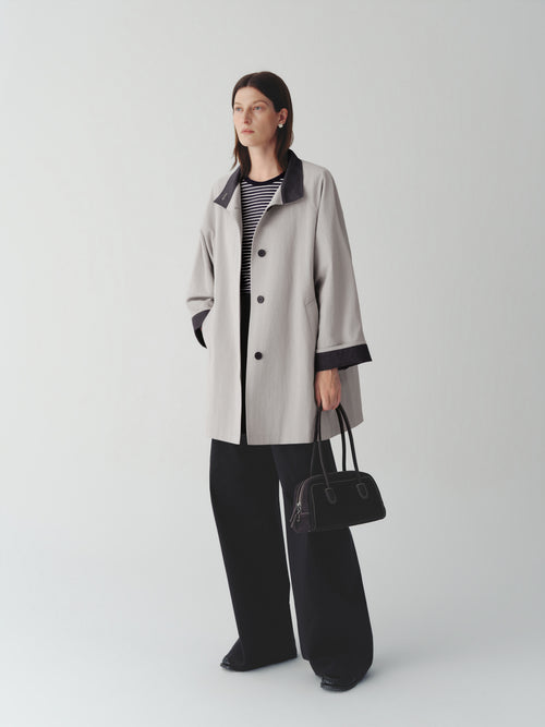 Load image 1 in gallery view. Cotton-Nylon Stand Collar Coat