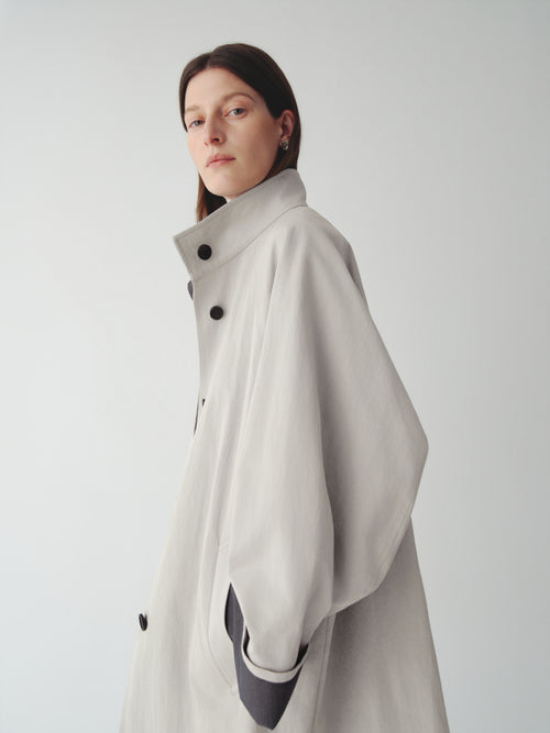 Load image 1 in gallery view. Cotton-Nylon Stand Collar Coat
