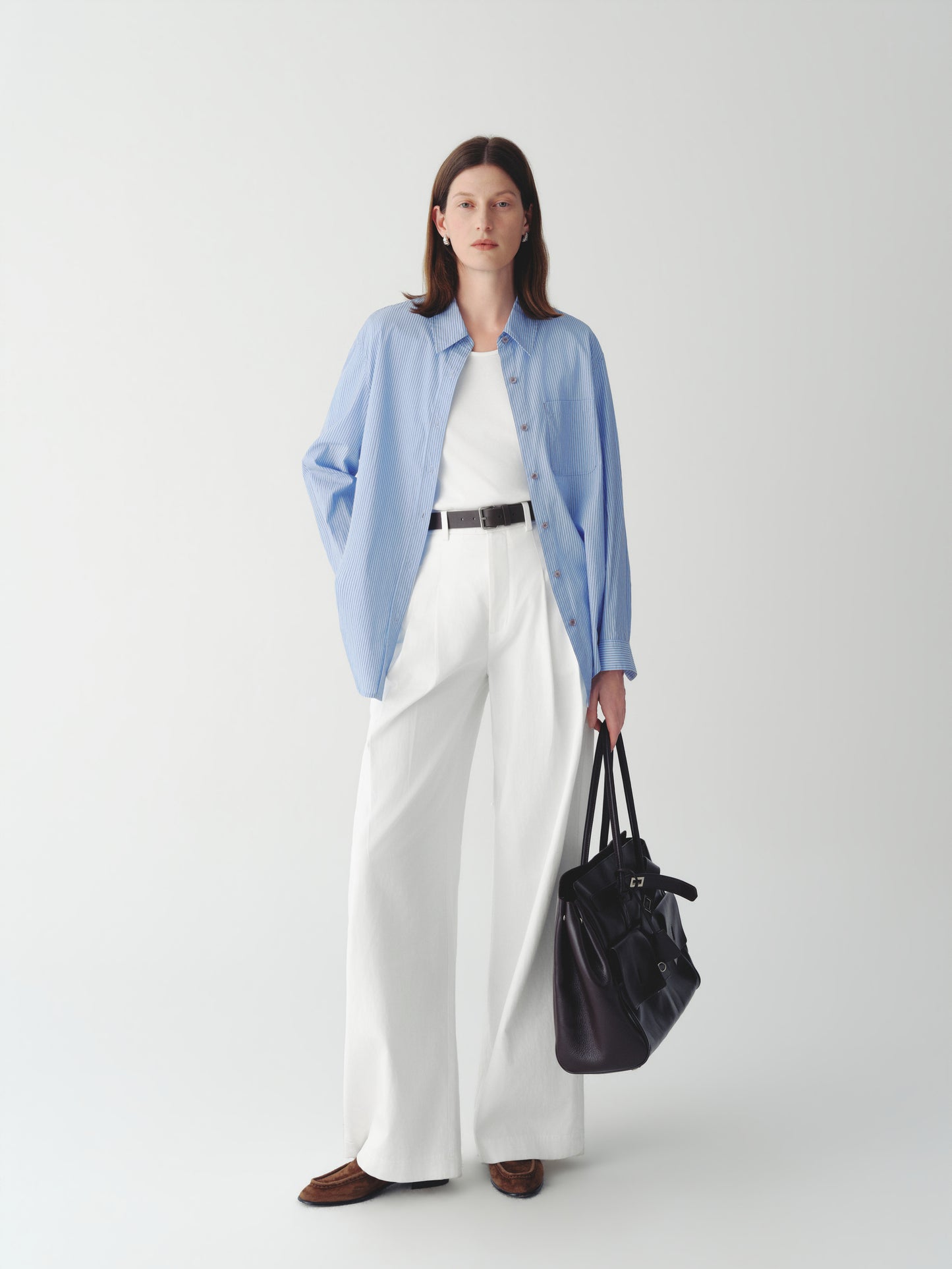 Striped Cotton Detachable Tie Shirt