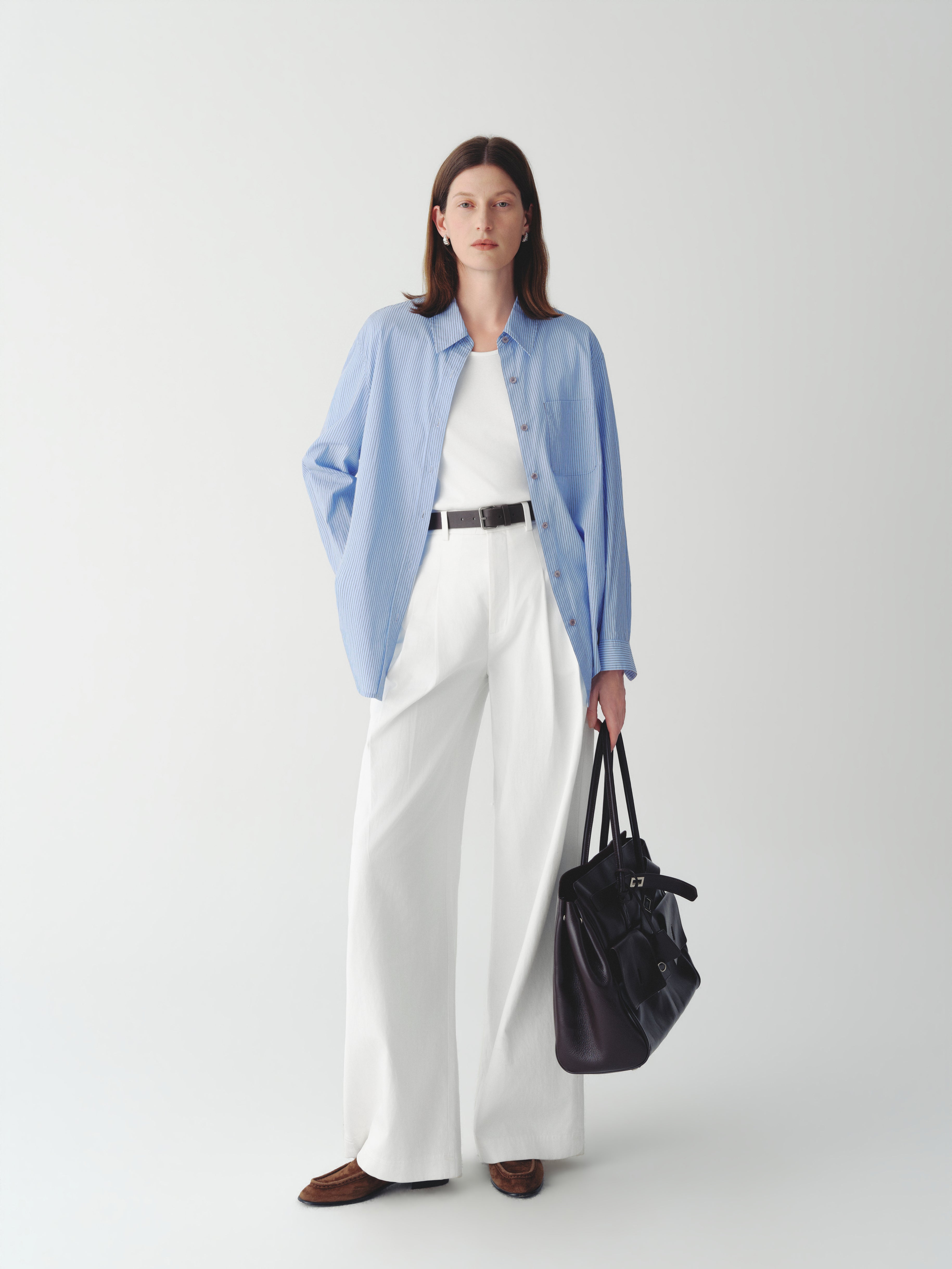 Striped Cotton Detachable Tie Shirt
