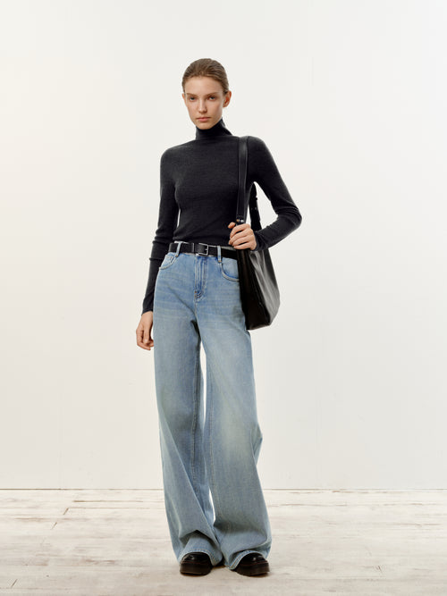 Load image 1 in gallery view. Wide-Leg Stretch Jeans