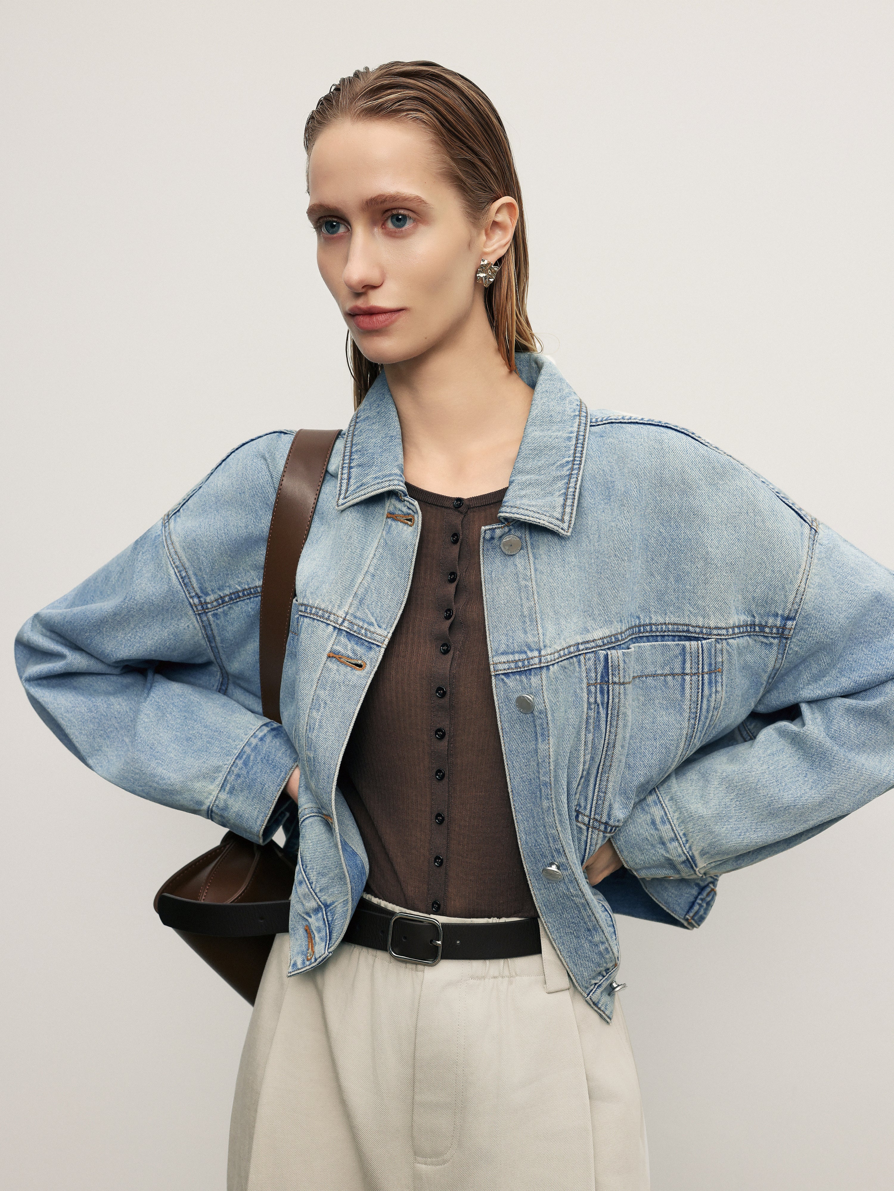 Washed Cotton Denim Trucker Jacket
