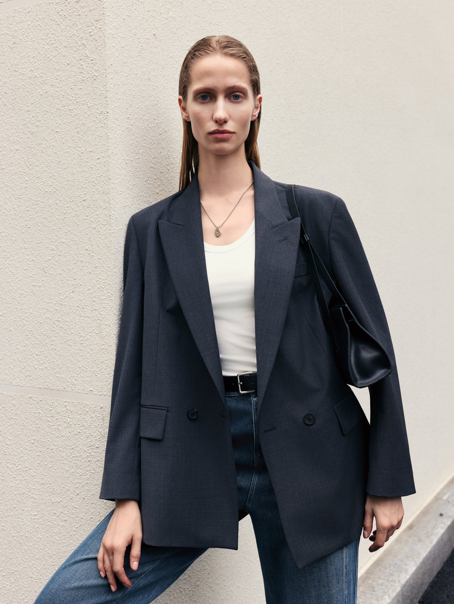 Wool-Blend Tailored Single-Breasted Blazer