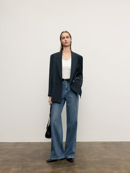 Load image 1 in gallery view. Wool-Blend Tailored Single-Breasted Blazer