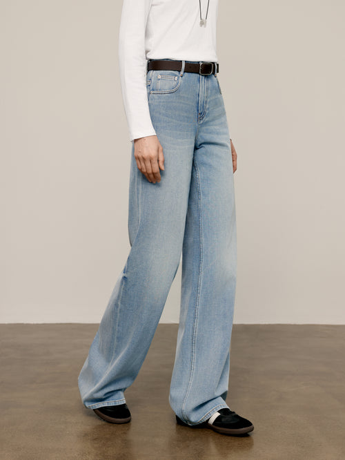 Load image 1 in gallery view. Wide-Leg Stretch Jeans