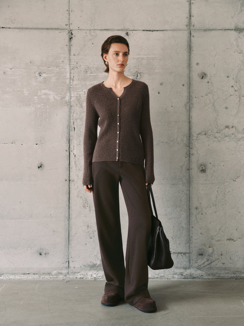 Load image 1 in gallery view. Ribbed Cashmere Wool V-Neck Sweater