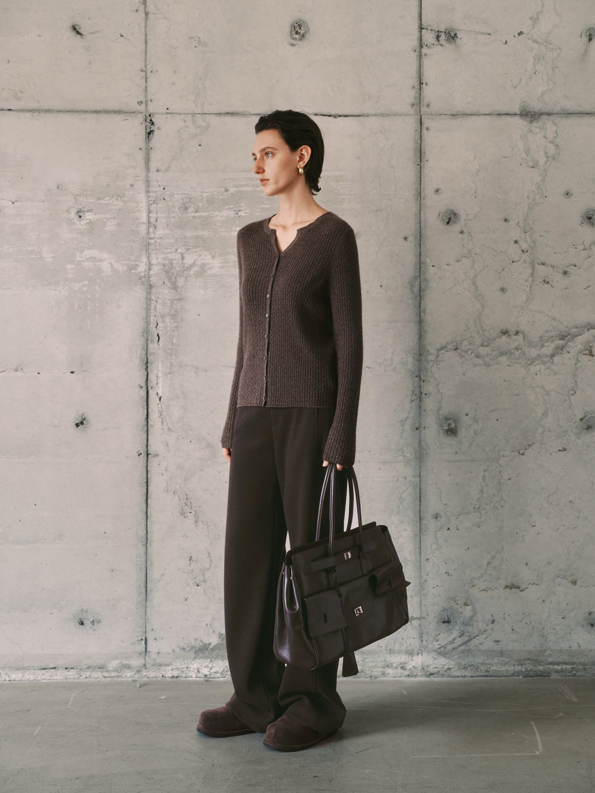 Ribbed Cashmere Wool V-Neck Sweater