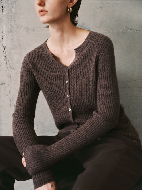 Load image 1 in gallery view. Ribbed Cashmere Wool V-Neck Sweater