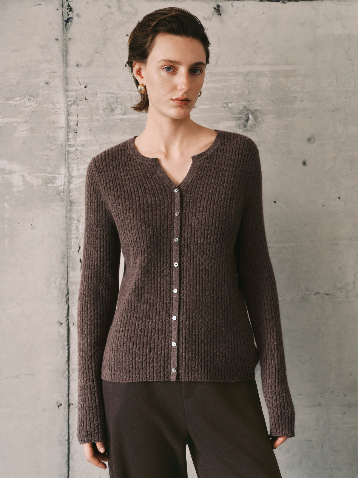 Ribbed Cashmere Wool V-Neck Sweater