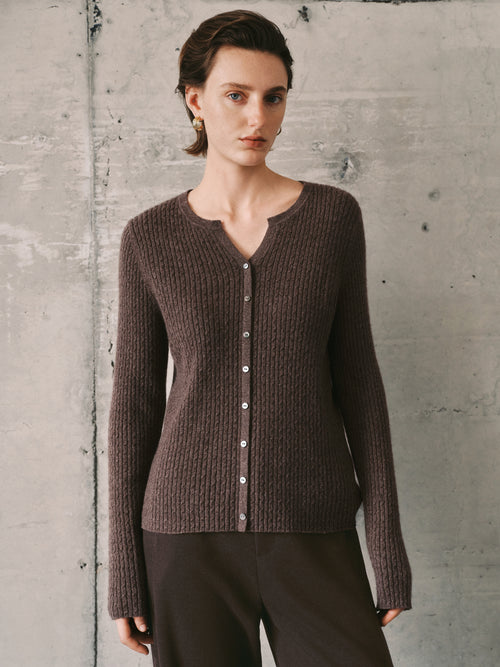 Load image 1 in gallery view. Ribbed Cashmere Wool V-Neck Sweater