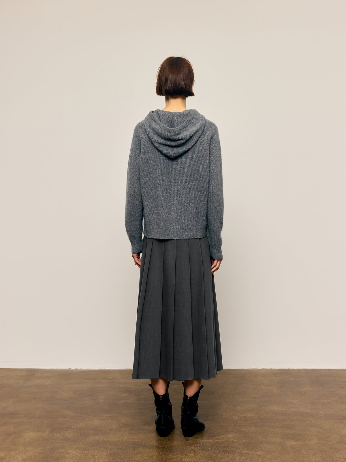 Cashmere Rib-Knit Hooded Sweater