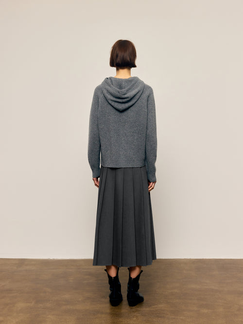 Load image 1 in gallery view. Cashmere Rib-Knit Hooded Sweater