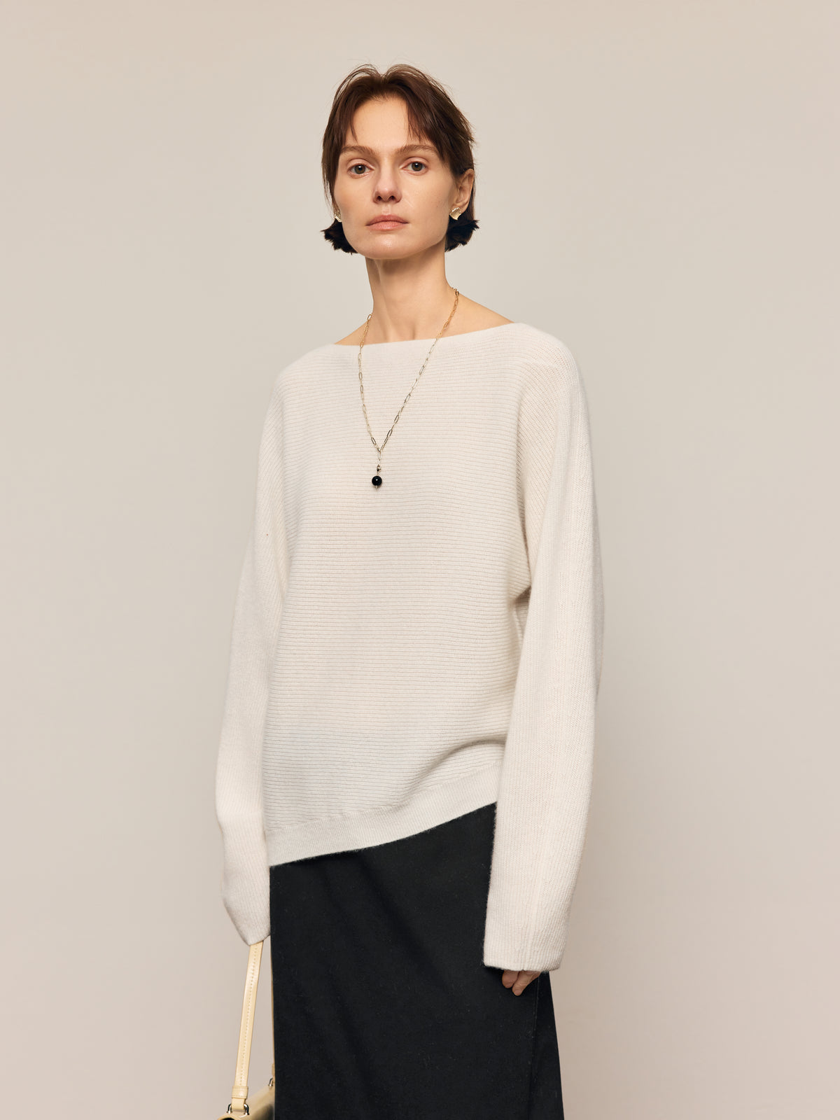 Lightweight Cashmere Boat-Neck Sweater