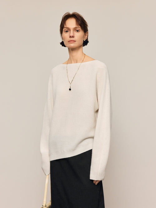 Load image 1 in gallery view. Lightweight Cashmere Boat-Neck Sweater
