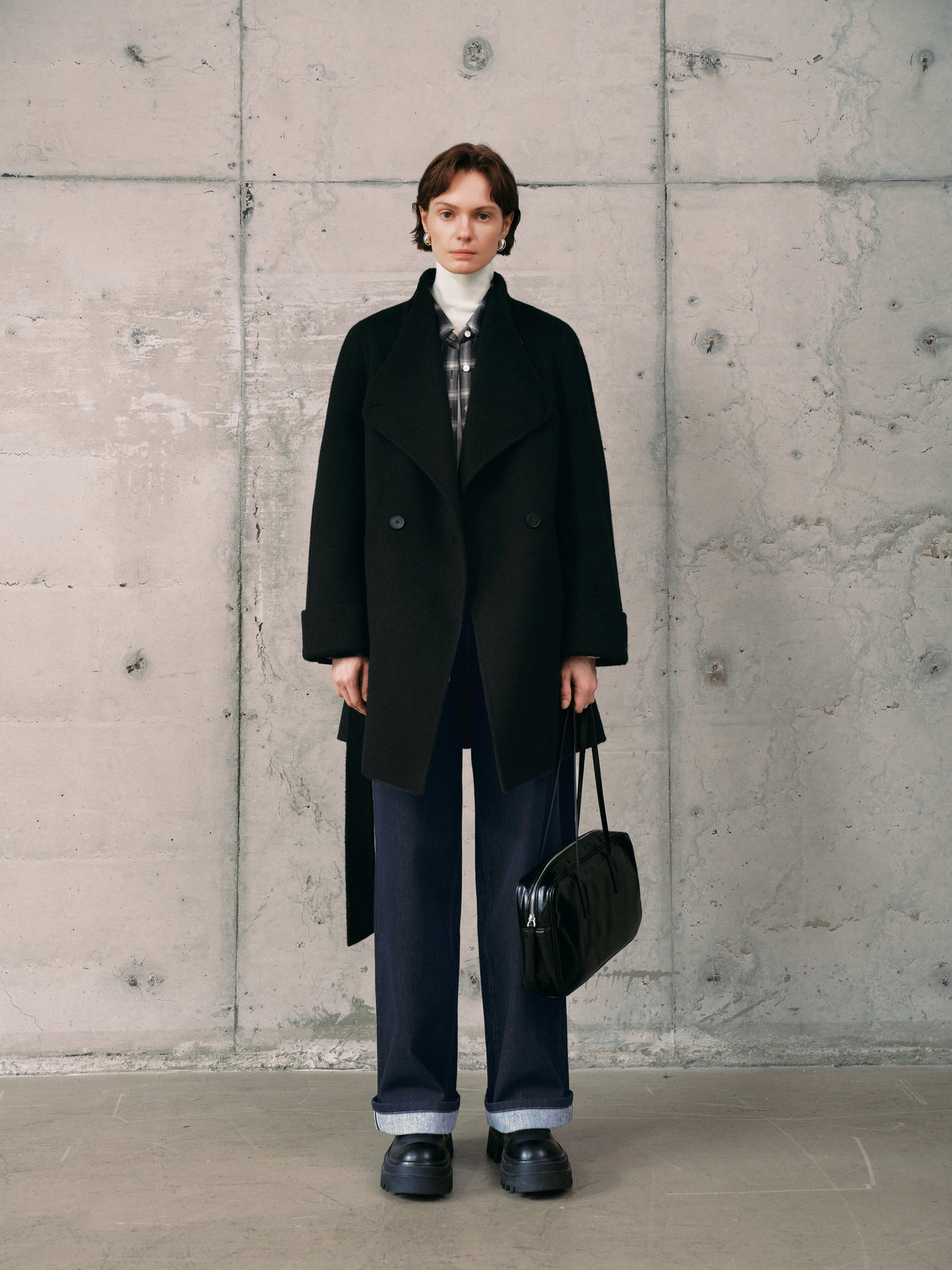 Belted Wool-Silk Yak Wool Coat