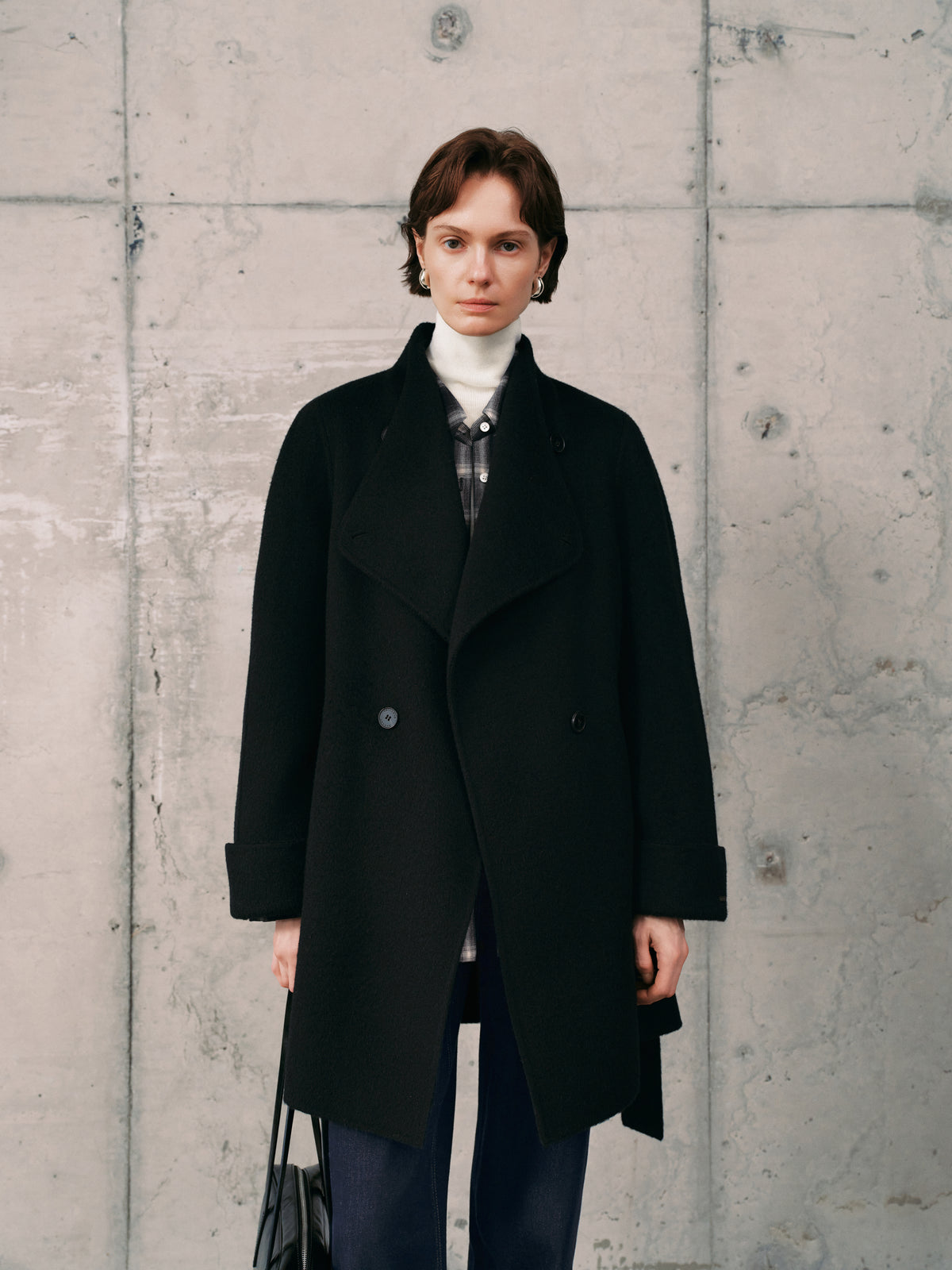 Belted Wool-Silk Yak Wool Coat
