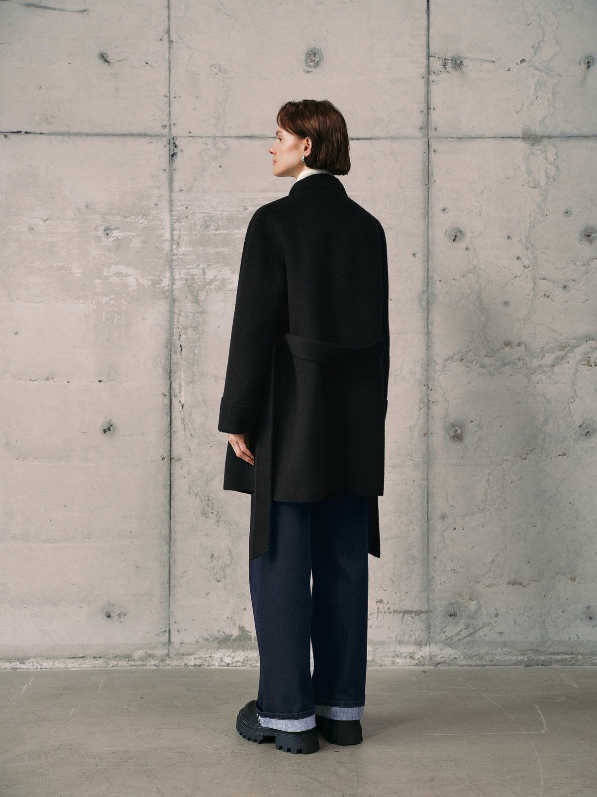 Belted Wool-Silk Yak Wool Coat