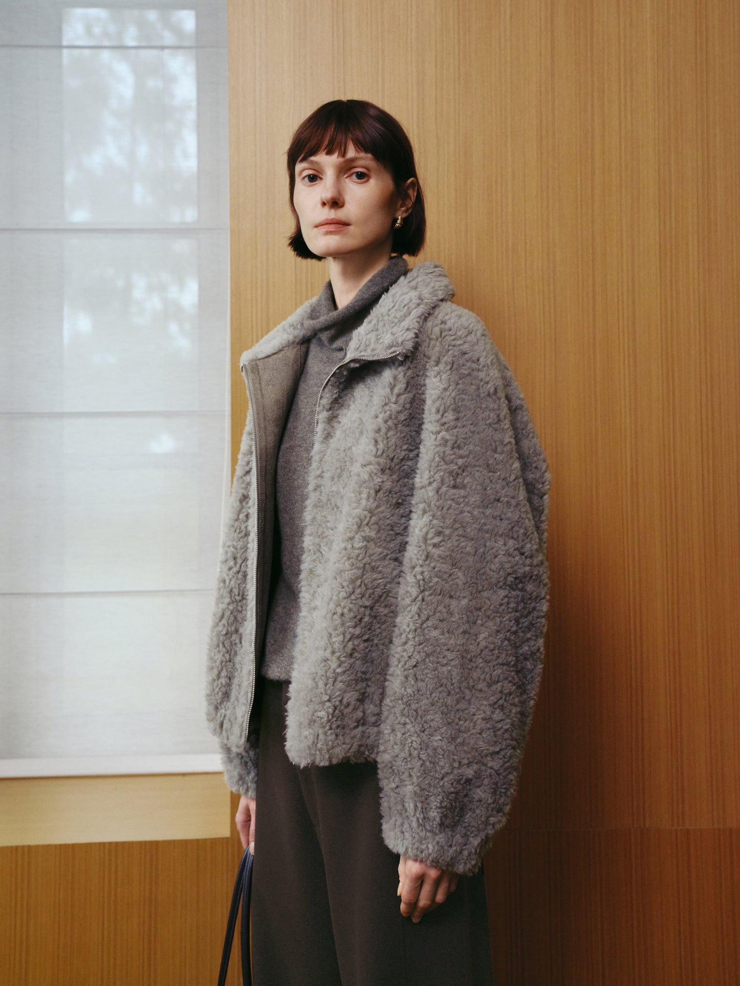 Pure Wool Shearling Jacket Zipper