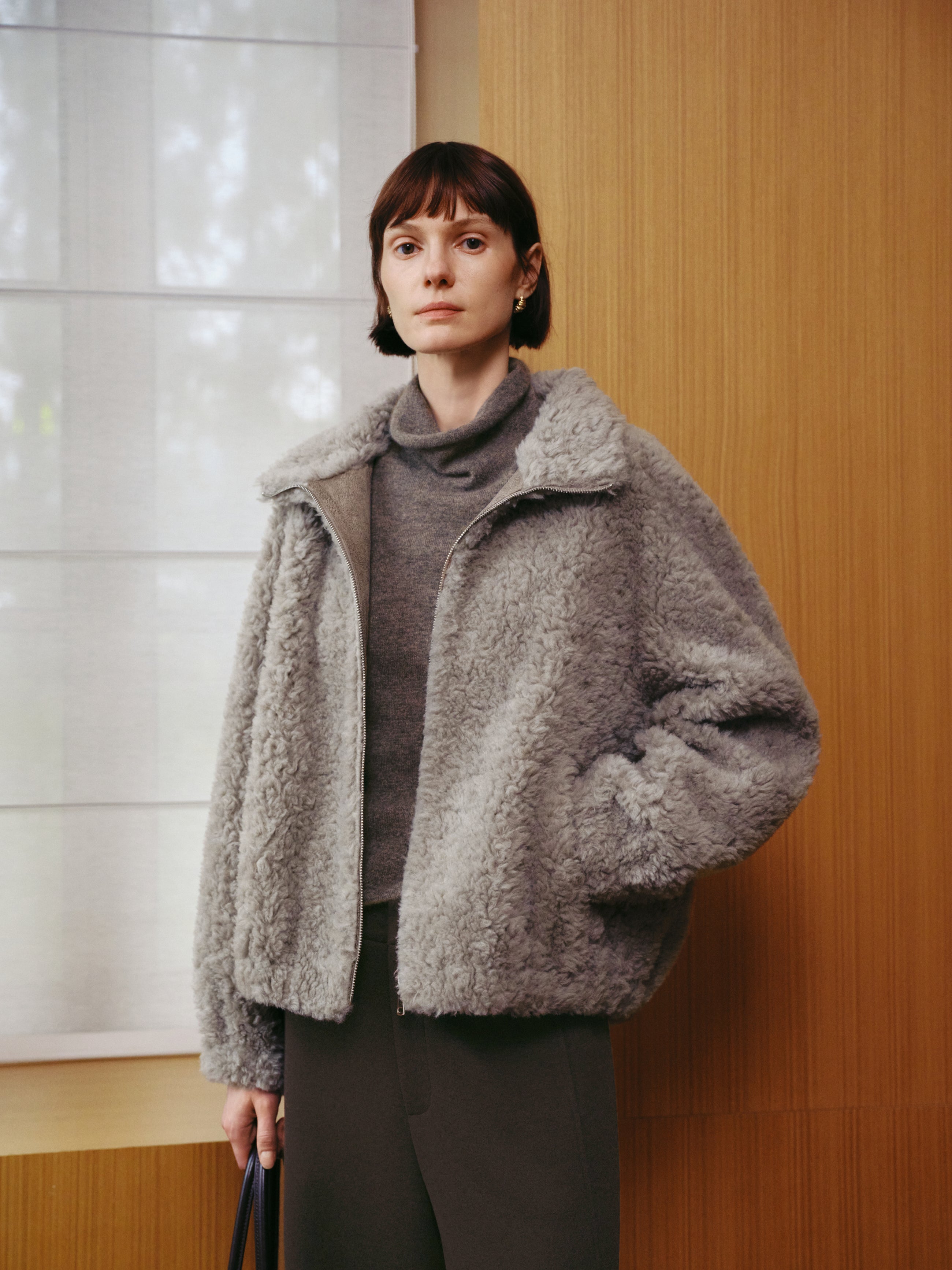 Pure Wool Shearling Jacket Zipper