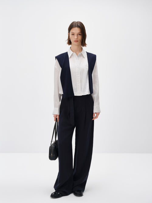 Load image 1 in gallery view. Cropped Lyocell-Blend Striped Shirt