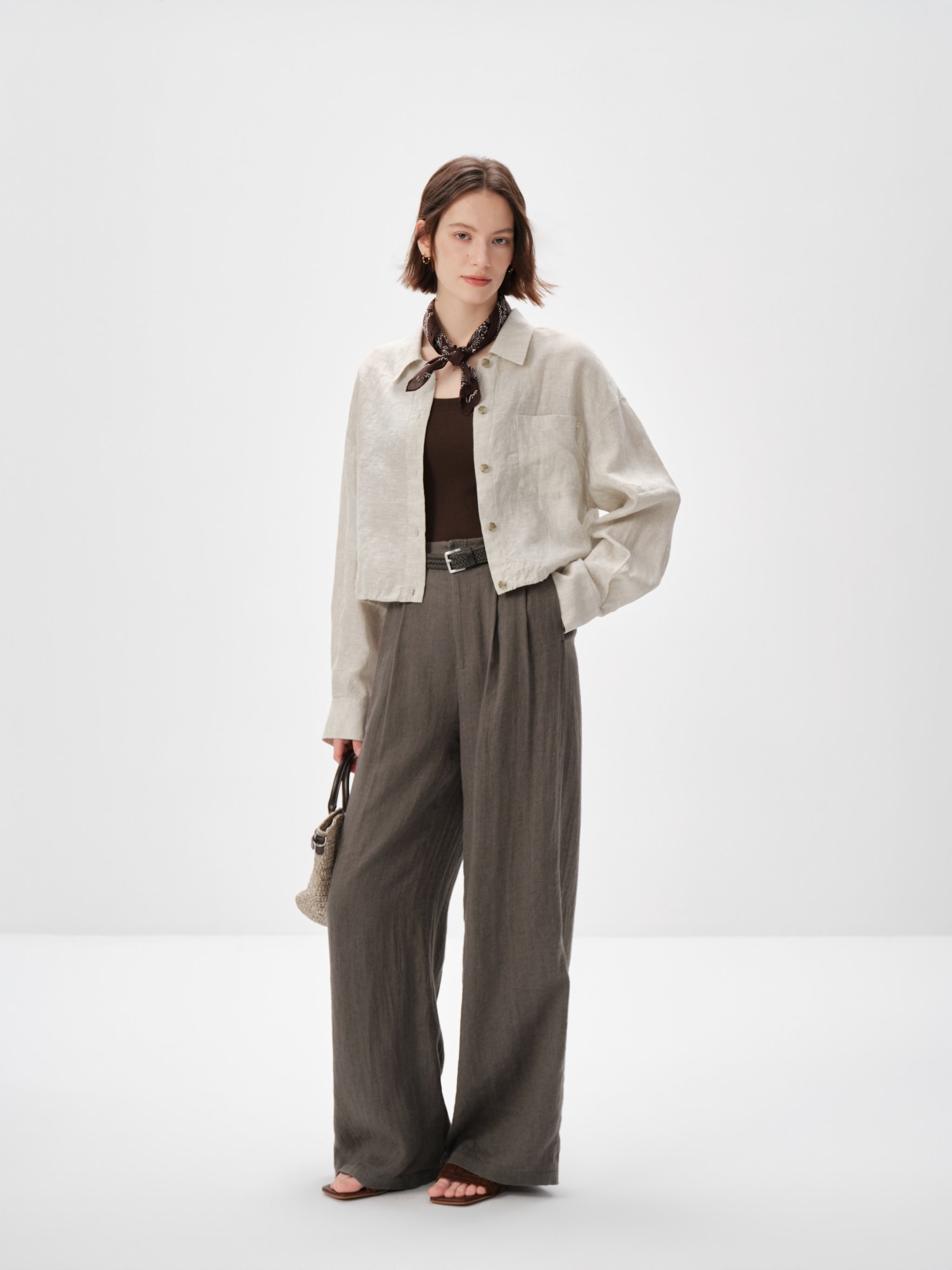 100% Linen Cropped Shirt