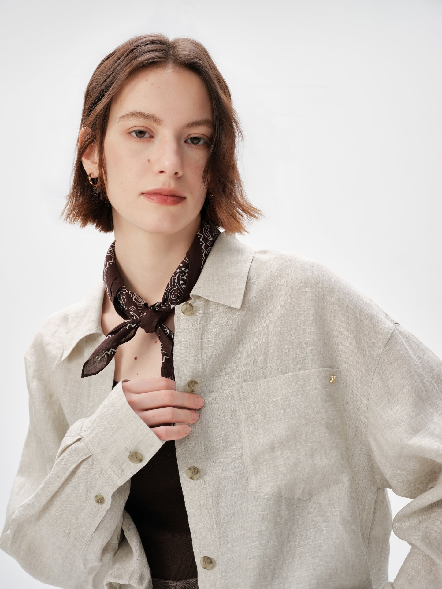 100% Linen Cropped Shirt
