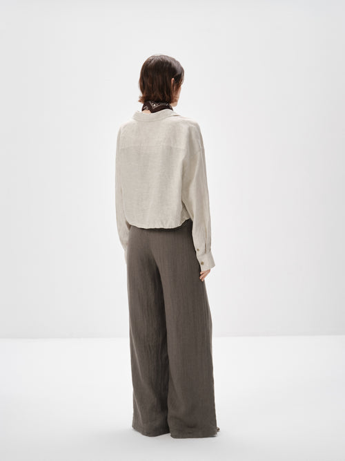 Load image 1 in gallery view. 100% Linen Cropped Shirt