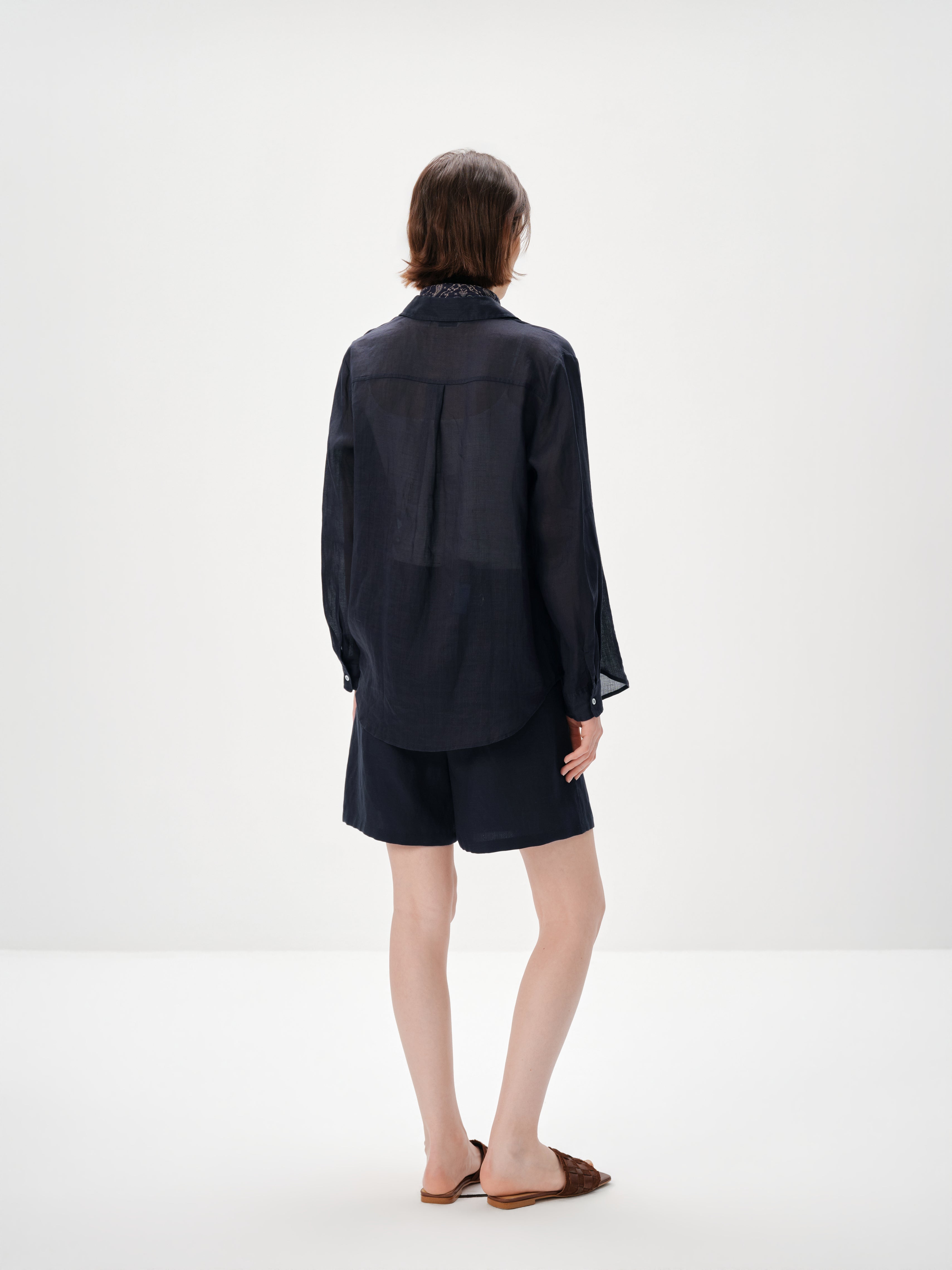 Pure Linen Relaxed Long-Sleeve Shirt