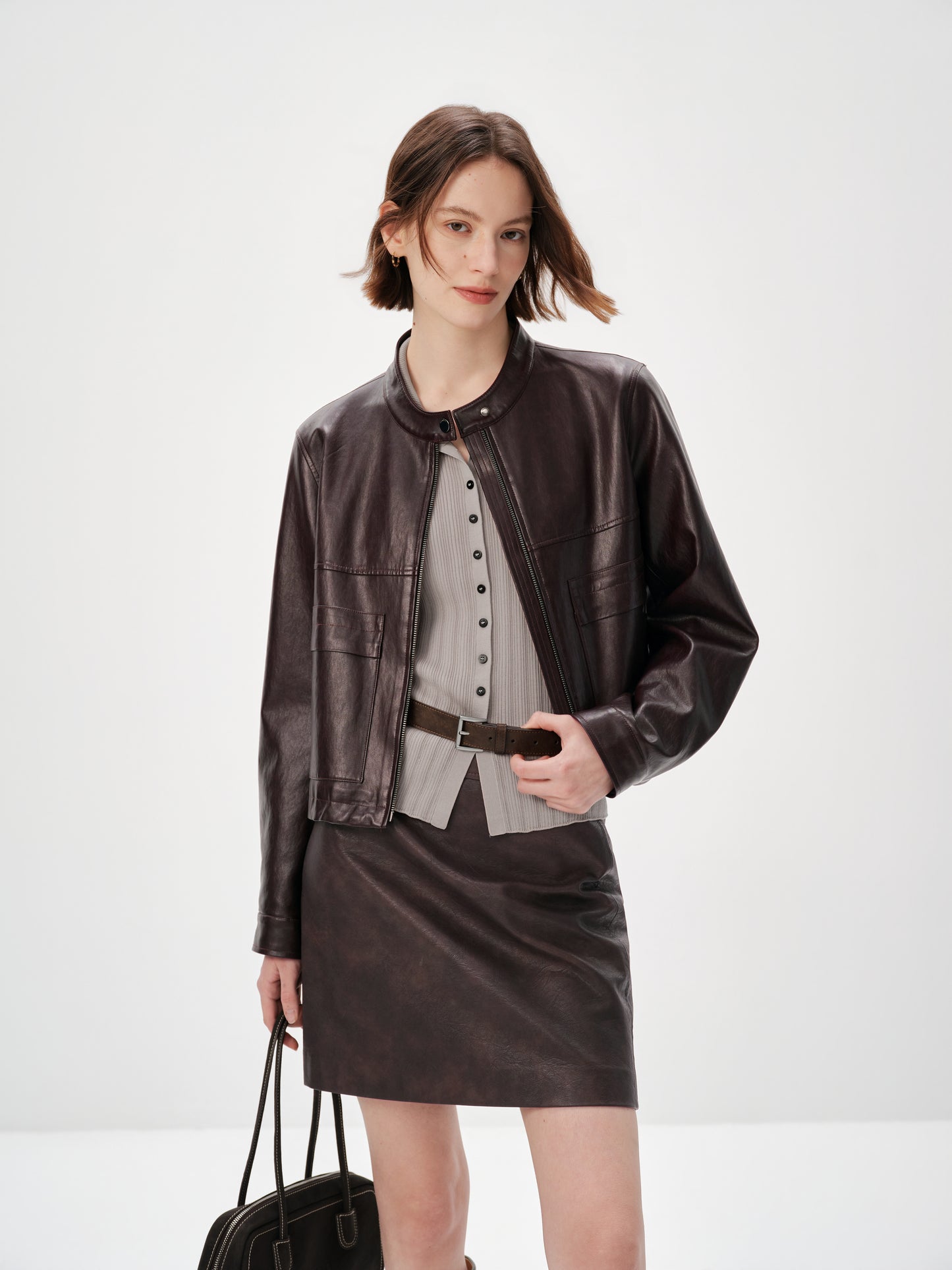 Metallic Faux Leather Moto Jacket