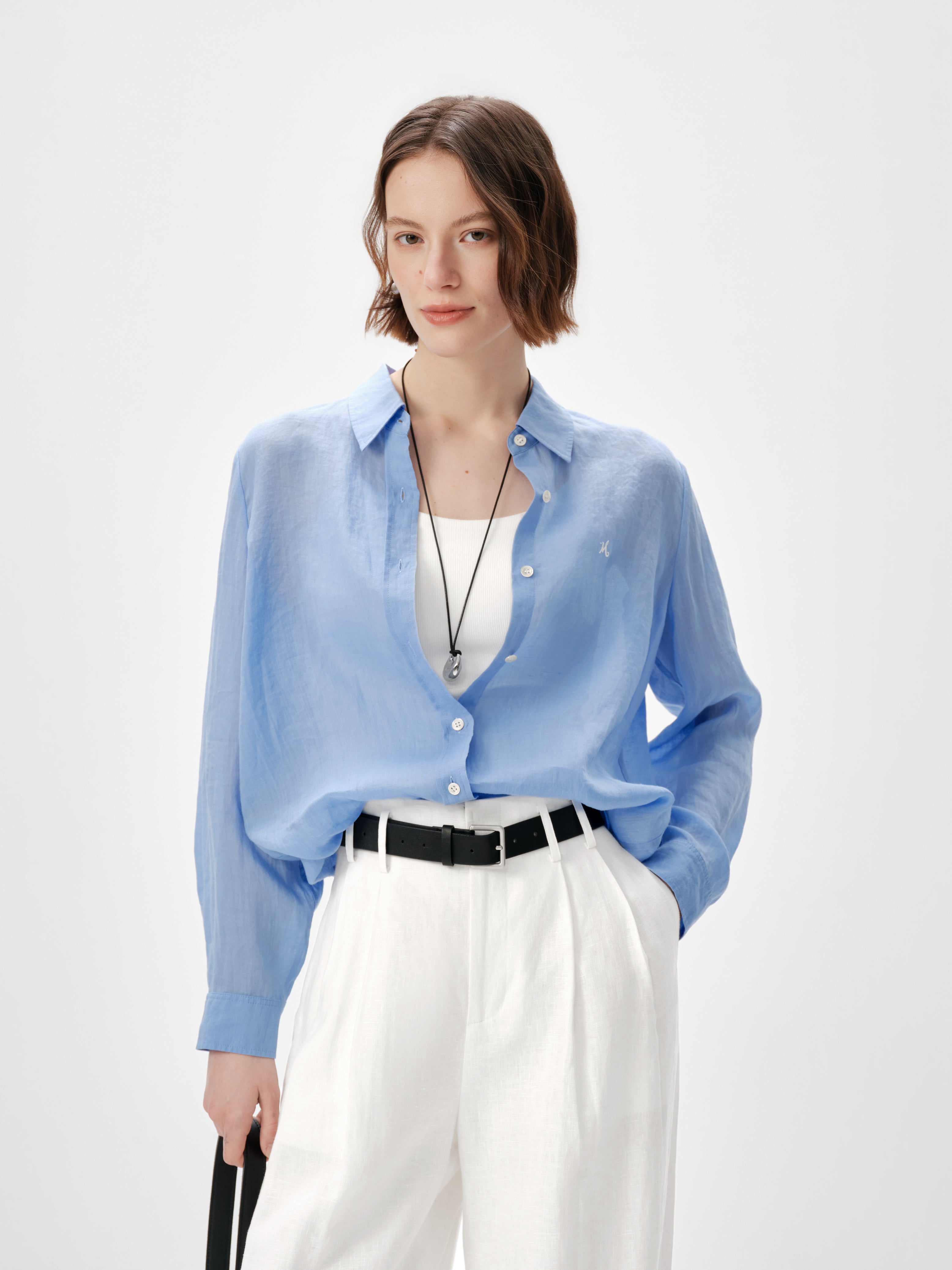 Pure Linen Relaxed Long-Sleeve Shirt