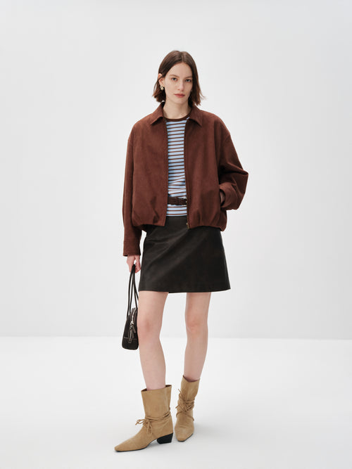Load image 1 in gallery view. Soft Faux Suede Harrington Jacket