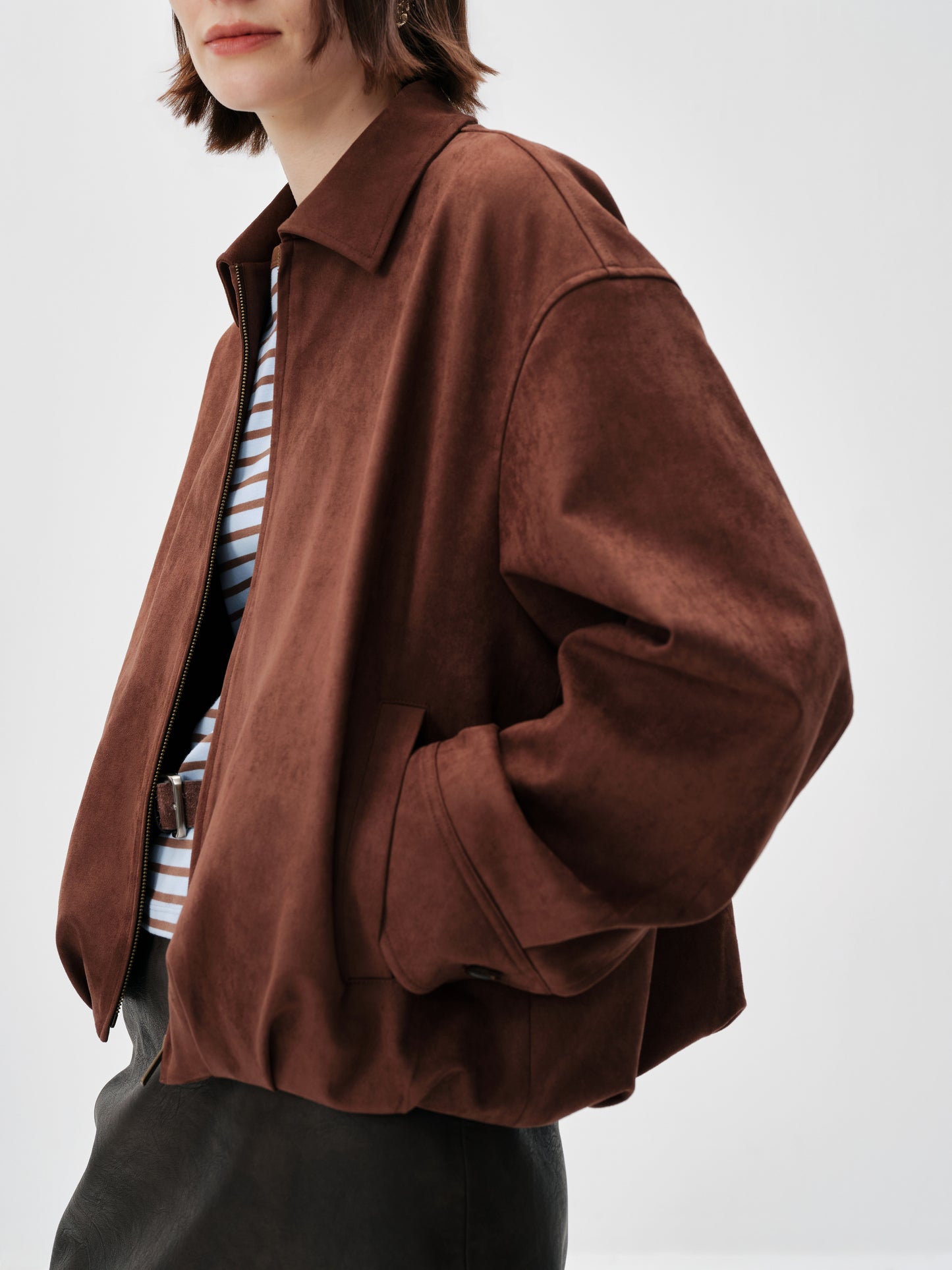 Soft Faux Suede Harrington Jacket