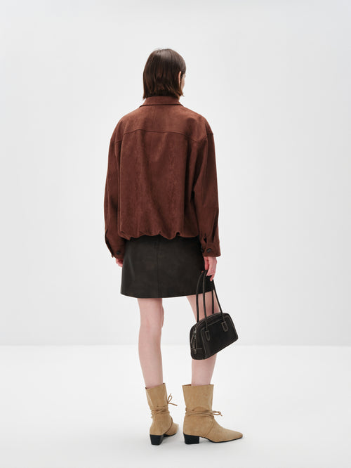 Load image 1 in gallery view. Soft Faux Suede Harrington Jacket