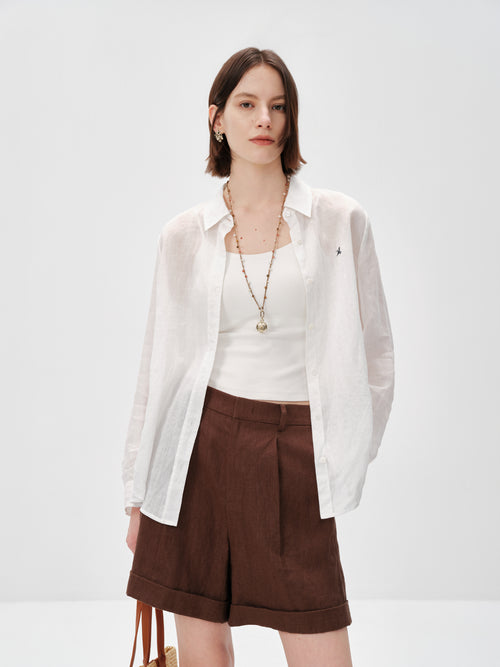 Load image 1 in gallery view. Pure Linen Relaxed Long-Sleeve Shirt