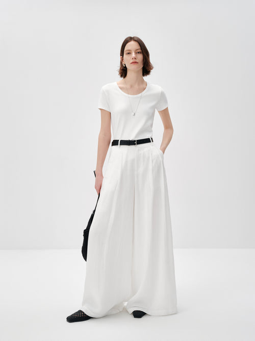 Load image 1 in gallery view. Relaxed Wide-Leg Linen-Blend Pants