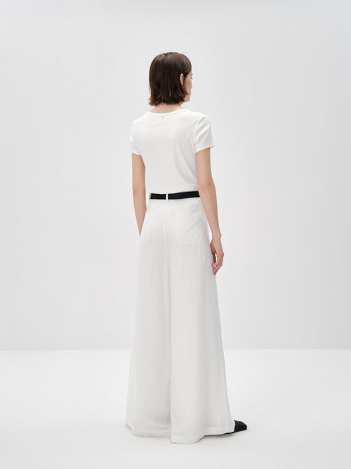 Load image 1 in gallery view. Relaxed Wide-Leg Linen-Blend Pants