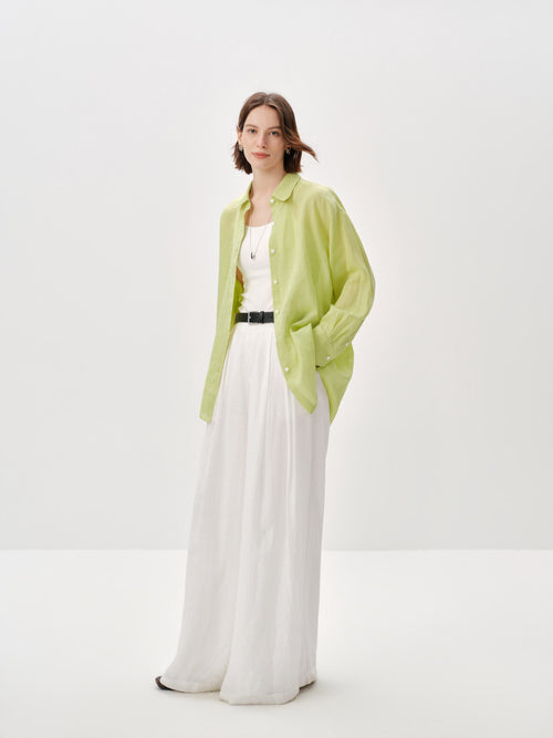 Load image 1 in gallery view. Pure Linen Relaxed Long-Sleeve Shirt