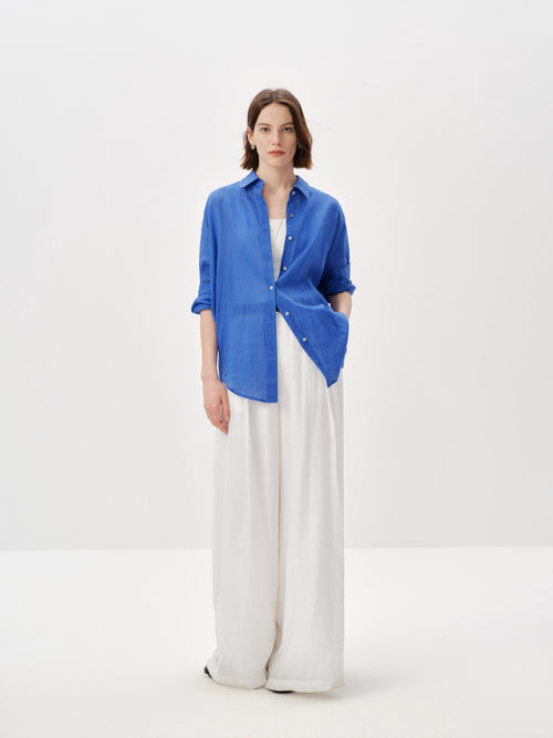 Load image 1 in gallery view. Pure Linen Relaxed Long-Sleeve Shirt