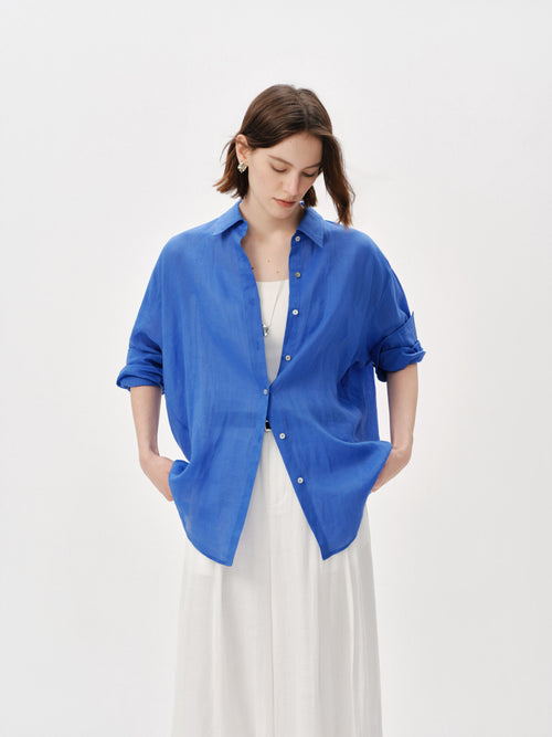 Load image 1 in gallery view. Pure Linen Relaxed Long-Sleeve Shirt
