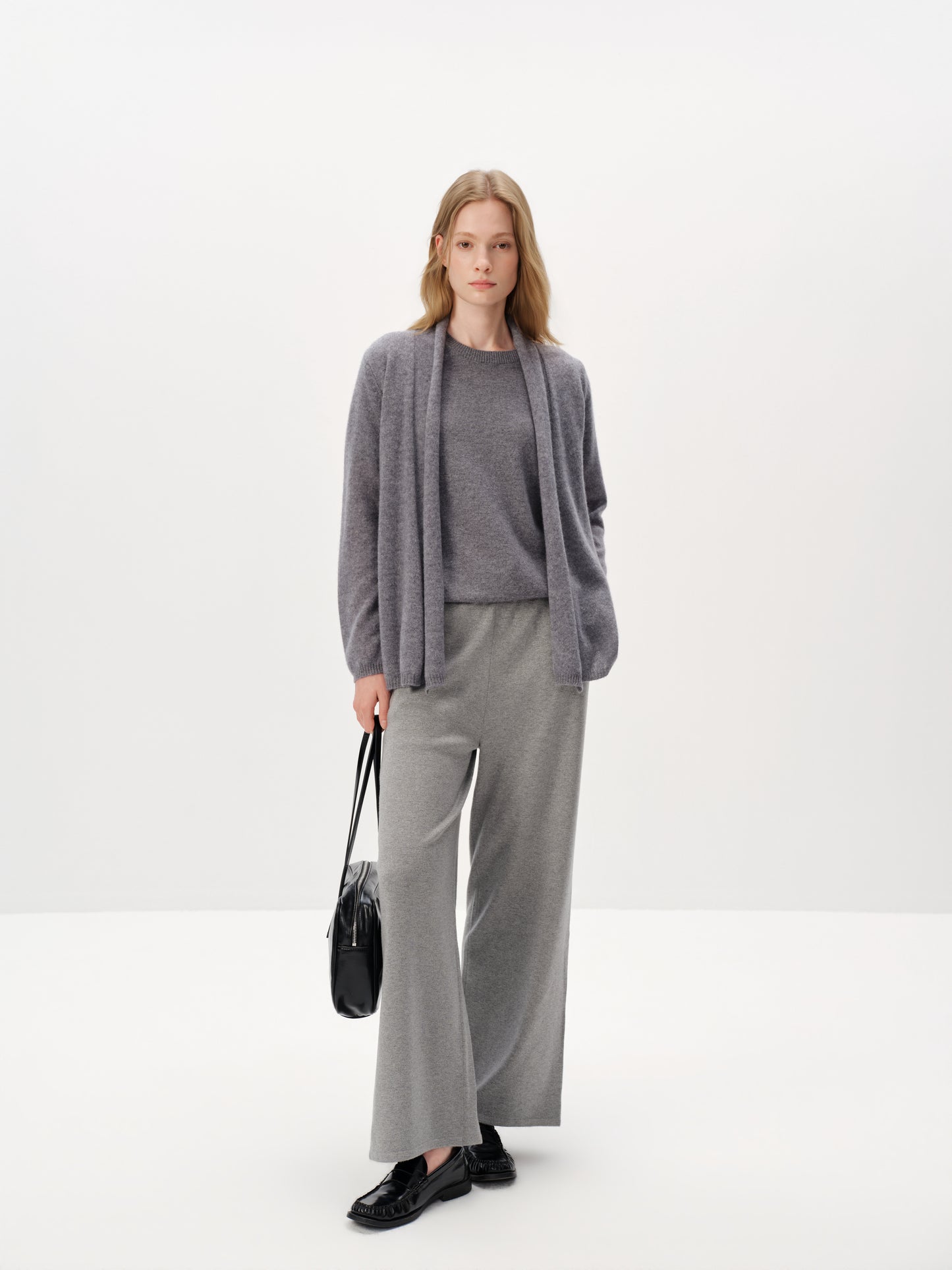 Pure Cashmere Drop-Shoulder Long-Sleeve Cardigan