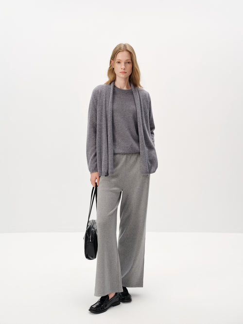 Load image 1 in gallery view. Pure Cashmere Drop-Shoulder Long-Sleeve Cardigan