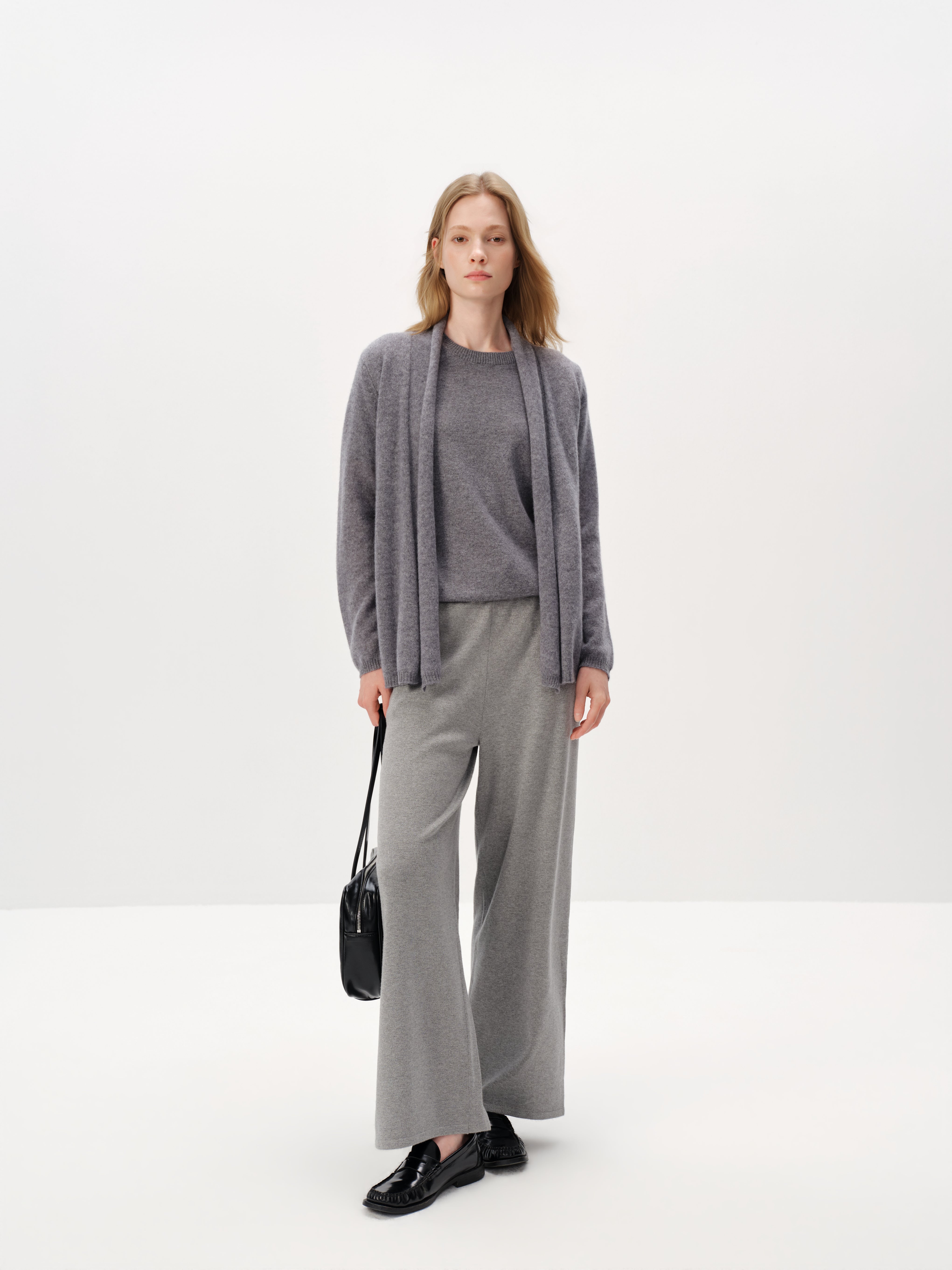 Pure Cashmere Drop-Shoulder Long-Sleeve Cardigan