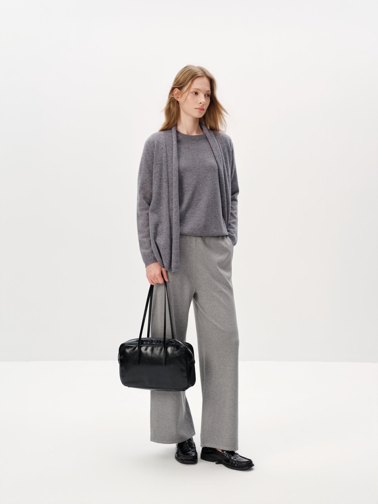 Pure Cashmere Drop-Shoulder Long-Sleeve Cardigan