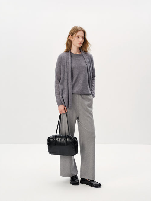 Load image 1 in gallery view. Pure Cashmere Drop-Shoulder Long-Sleeve Cardigan